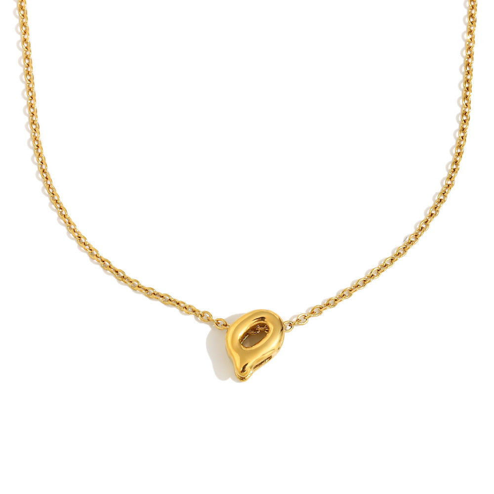 Fashionable Minimalist Letter Pendant Necklace in Stainless Steel with 18K Gold Plating for Women