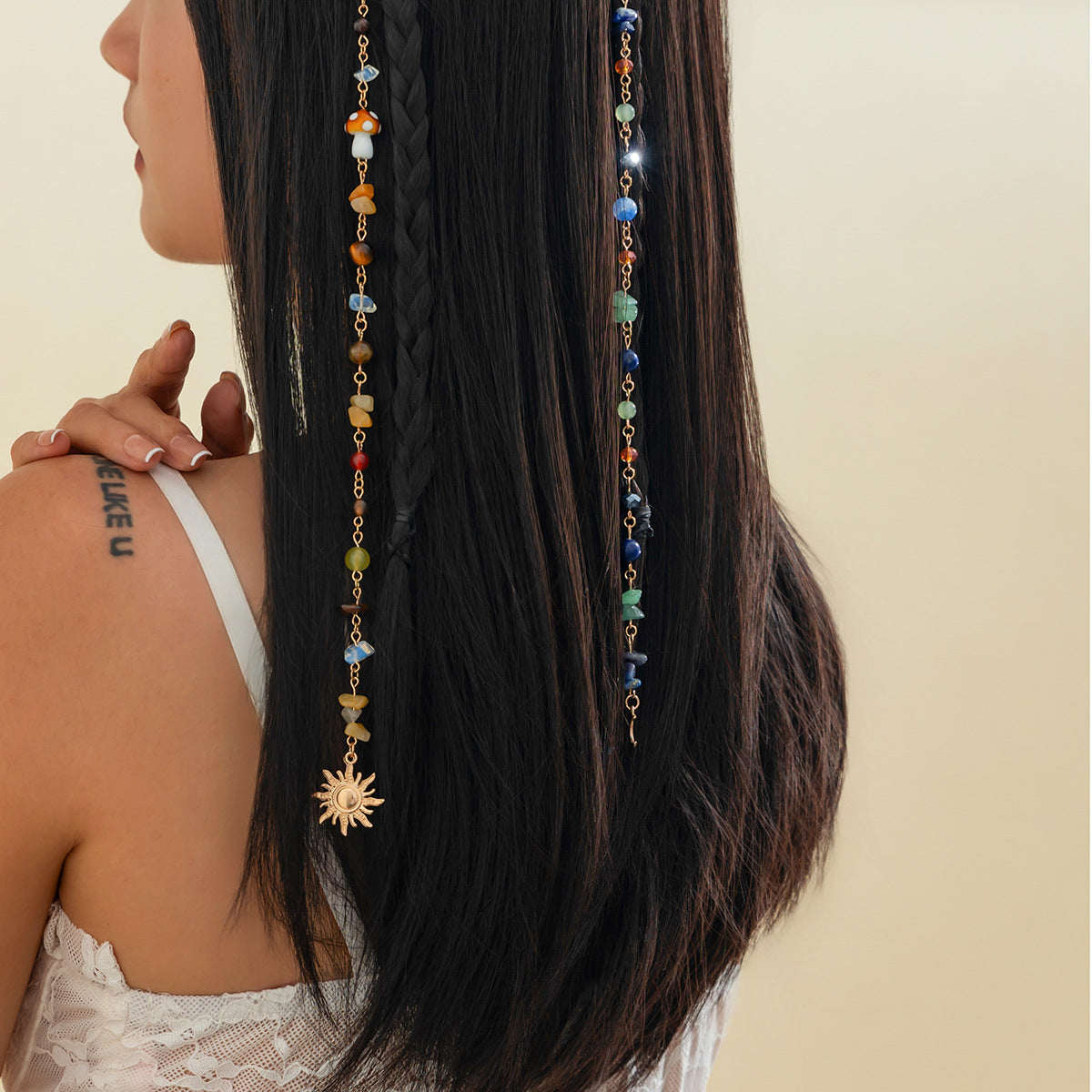 Elegant Plated Acrylic Star Hair Chain Tassel Headpiece for Women