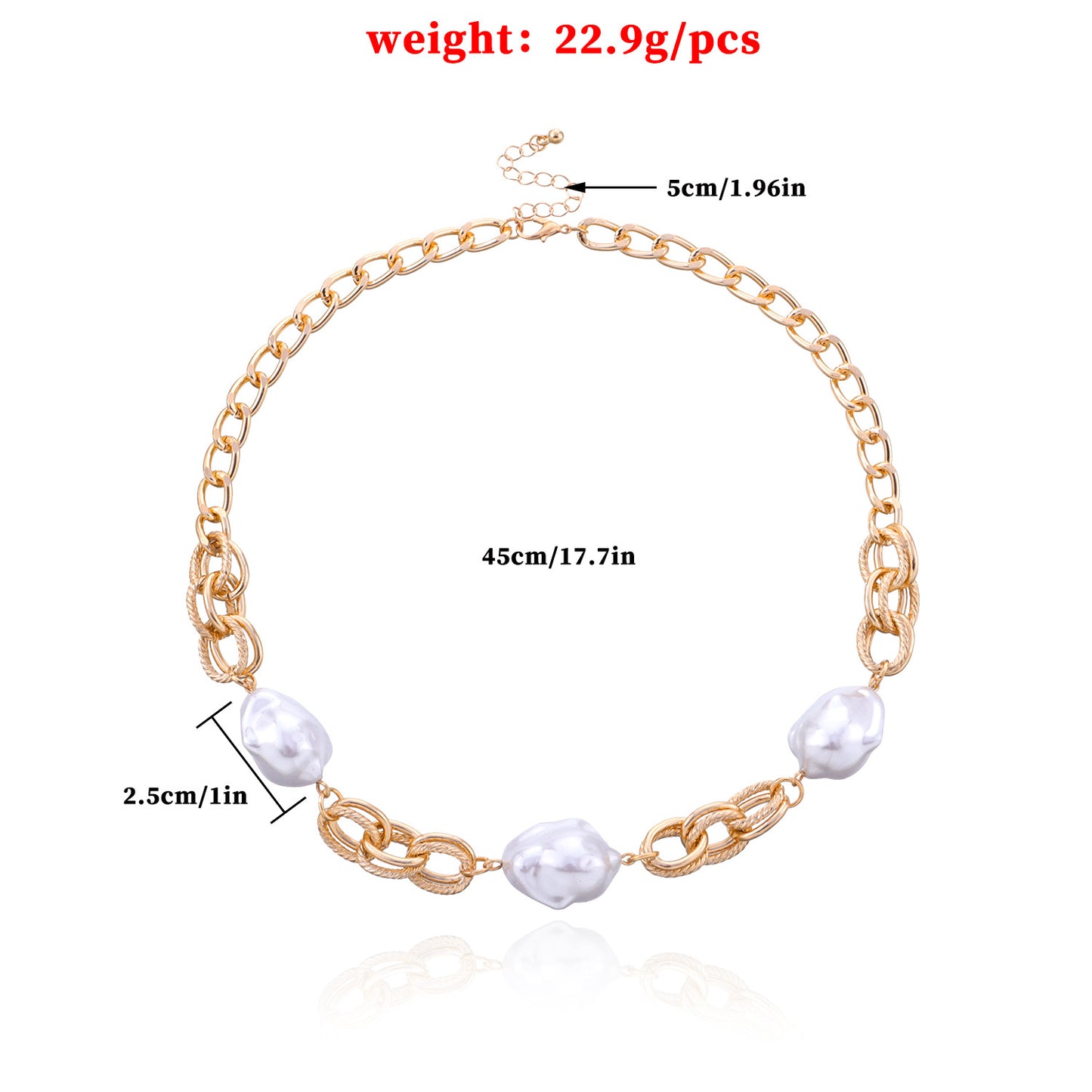 Geometric Pearl Pendant Necklace, Alloy Plated Regular Chain, Women's Fashion Short Choker, Sweet Fresh Style Jewelry