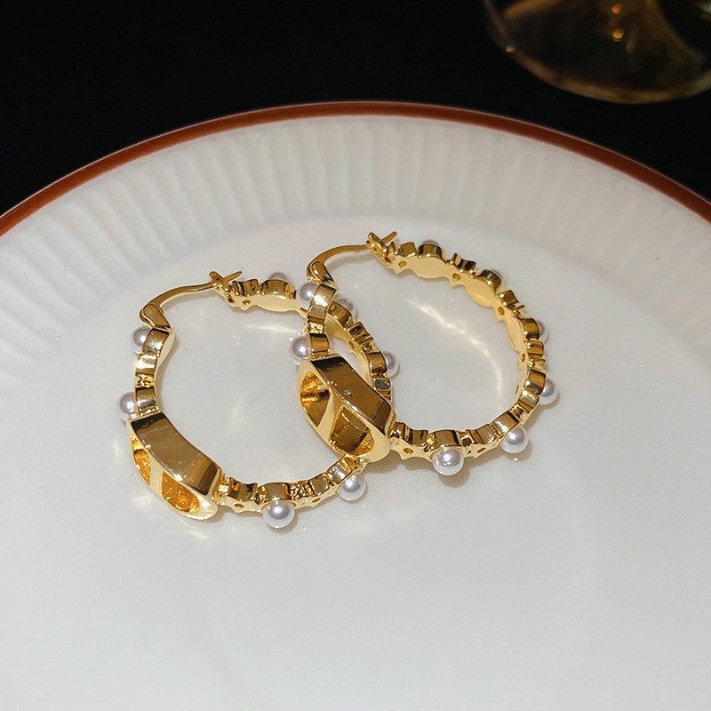 Orecchini a Cerchio Geometrici in Ferro Placcato Argento da Donna, Stile Minimalista Casual per Ufficio, Gioielli Eleganti di Ispirazione Vintage per Tutti i Giorni