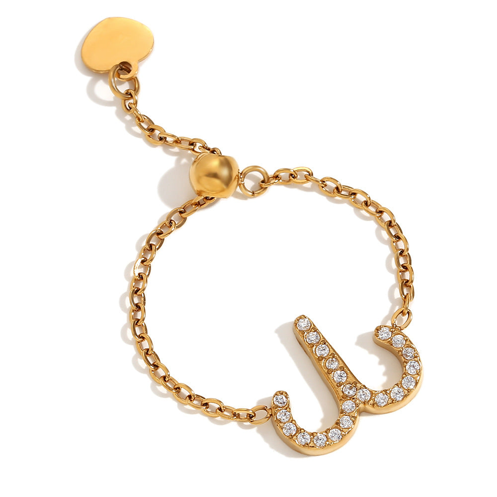 Collana con ciondolo a tema zodiacale in acciaio inossidabile placcato oro 18 carati e cordino regolabile da donna