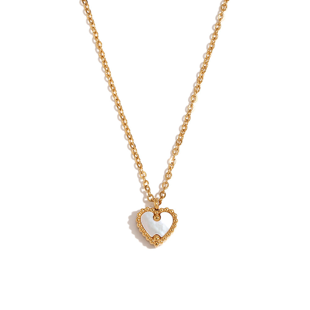 Minimalist Elegant 18K Gold Plated Heart Stainless Steel Necklace with Titanium Steel Pendant for Women