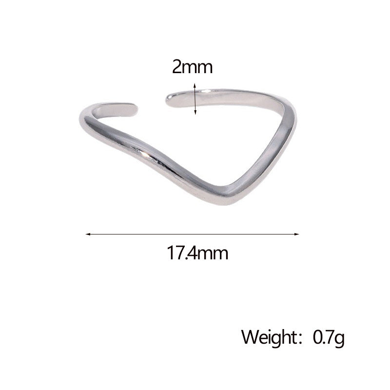 Minimalist Geometric Stainless Steel Open Ring with Polished Finish for Women