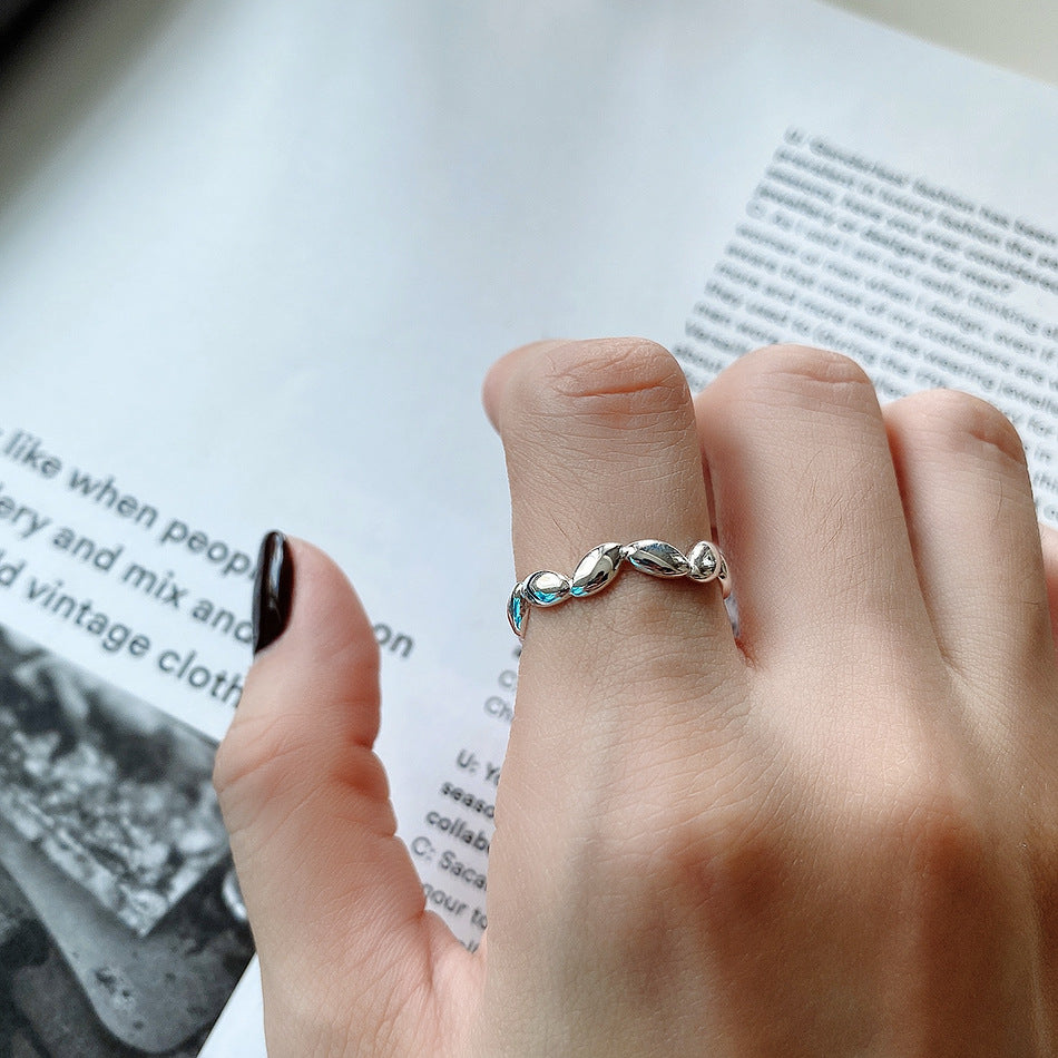 Minimalist Heart Sterling Silver Ring for Women, Floral Pattern, Plated Jewelry, Elegant Design, Korean Style, 925 Silver, Simple Jewelry Gift