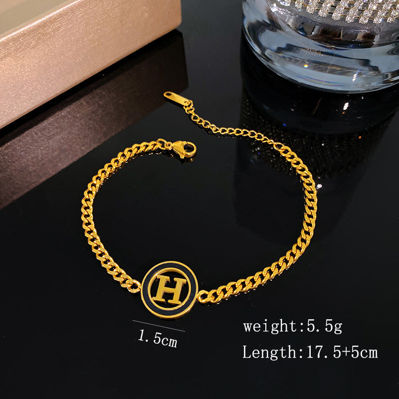 Minimalist Luxury Geometric Letter Titanium Steel Bracelet