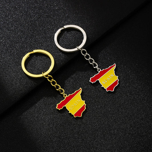 Ethnic Style Heart-Shaped Enamel Pendant Keychain in Stainless Steel for Men and Women