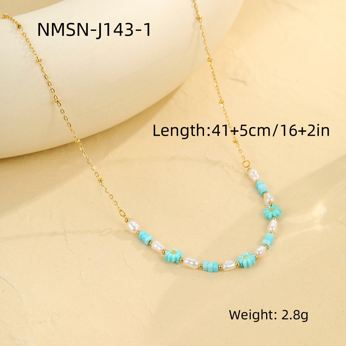 Collana Bohemien da Donna con Perline Geometriche in Acciaio Inossidabile con Finitura Placcata