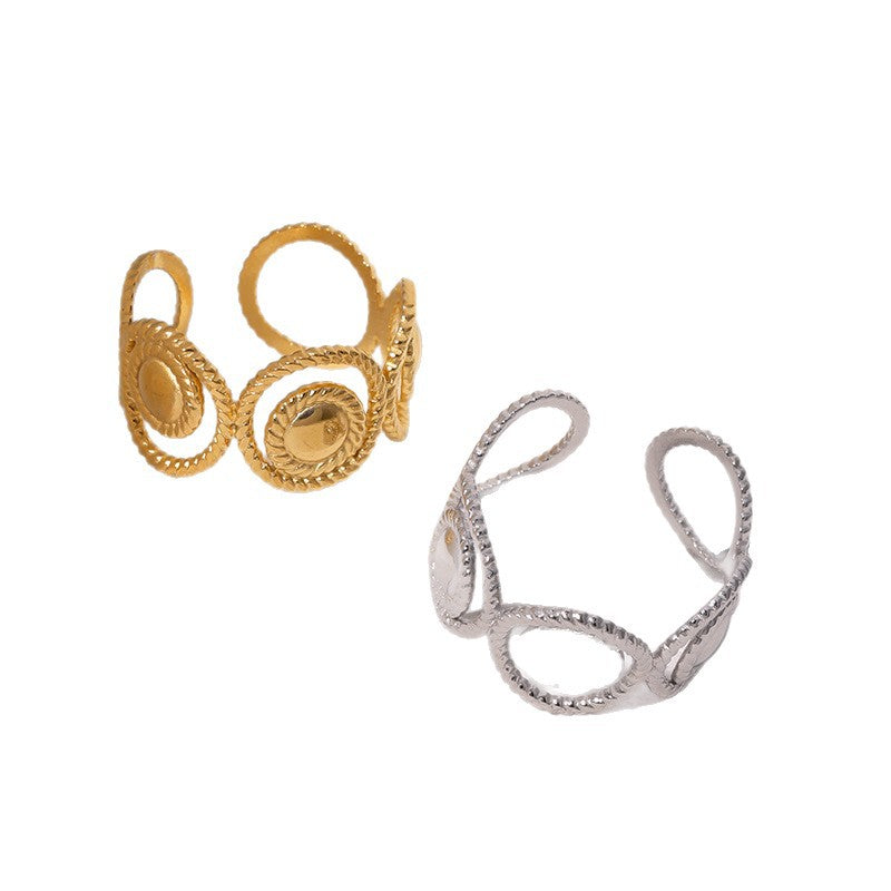 Minimalist Geometric Open Ring 18K Gold Plated Stainless Steel Fashion Jewelry for Women