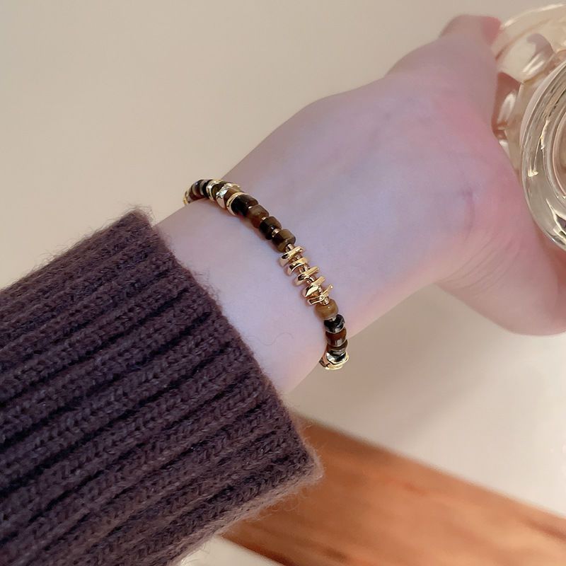 Vintage Ethnic Geometric Round Alloy Beaded Bracelet for Women