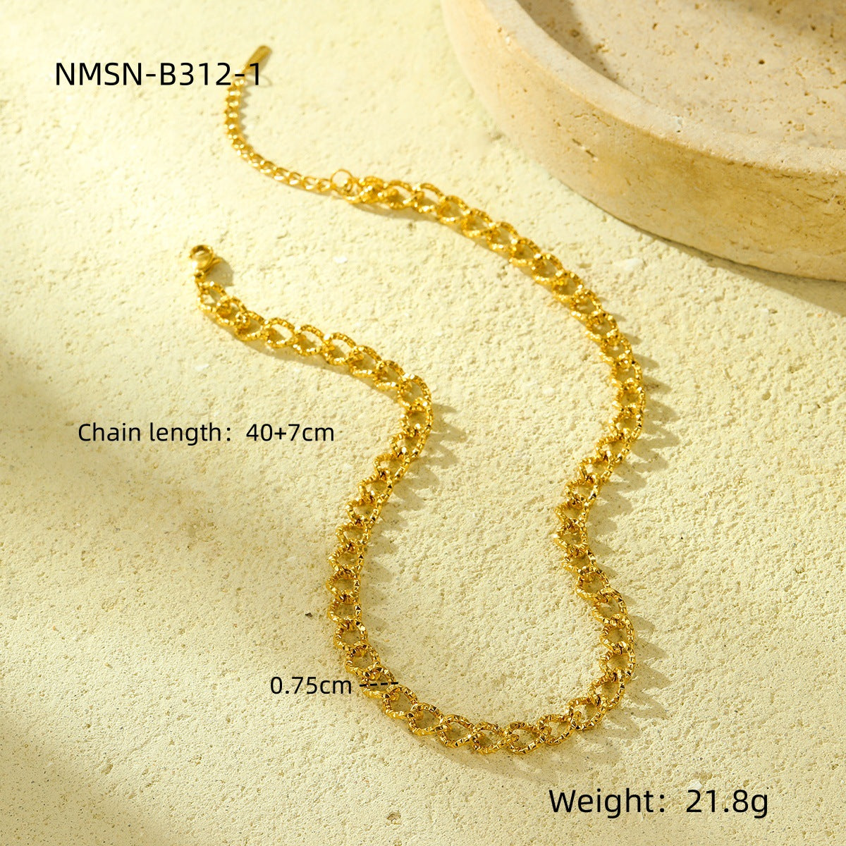 Collana alla moda in acciaio inossidabile stile OL con placcatura in oro 18K, design a catena a maglie larghe per donna