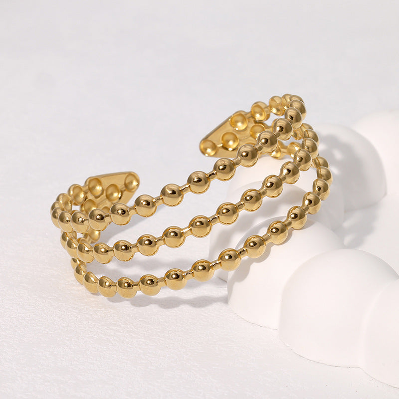 Bracciale da donna in acciaio inossidabile a linea geometrica minimalista con finitura placcata