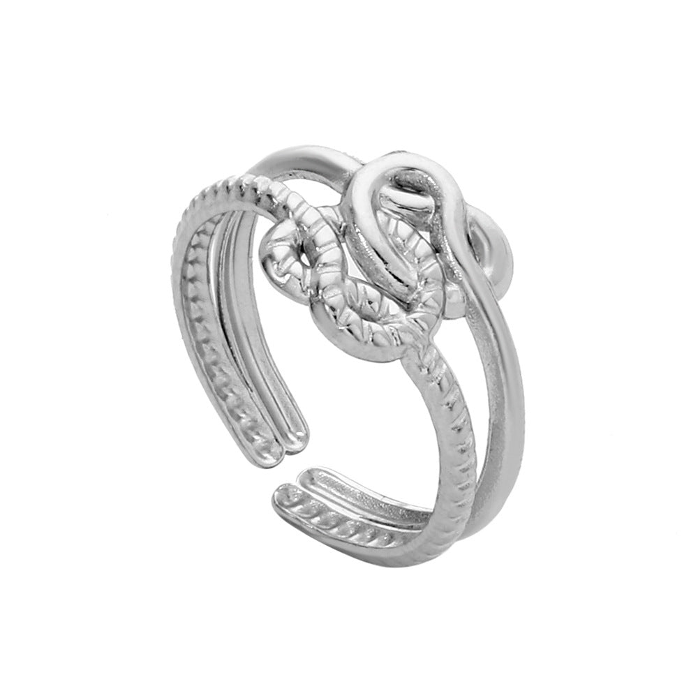 Minimalist Geometric Round Hollow Plated Titanium Steel Open Ring for Unisex