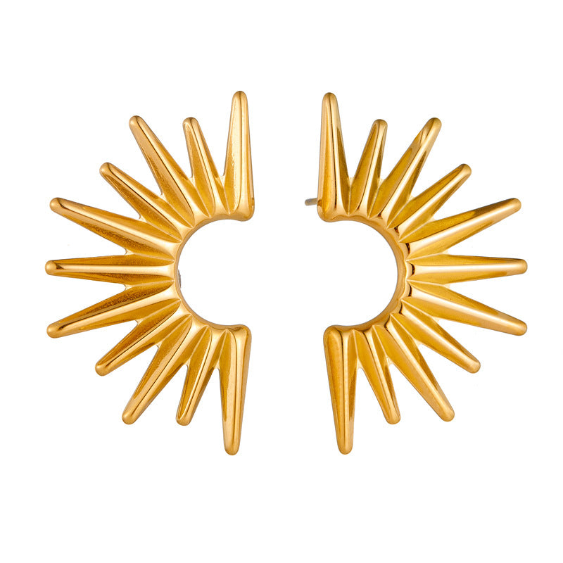Vintage Minimalist Plated Stainless Steel Geometric Fan Earrings