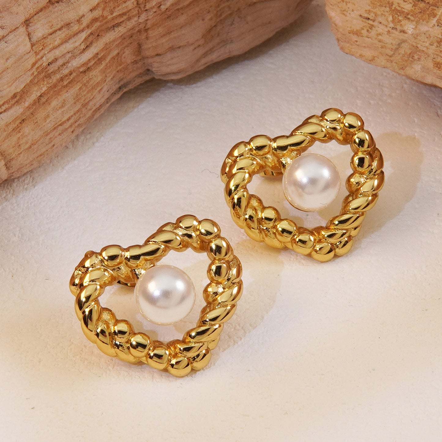 Sweet Heart Hollow Plated Stainless Steel Earrings for Women