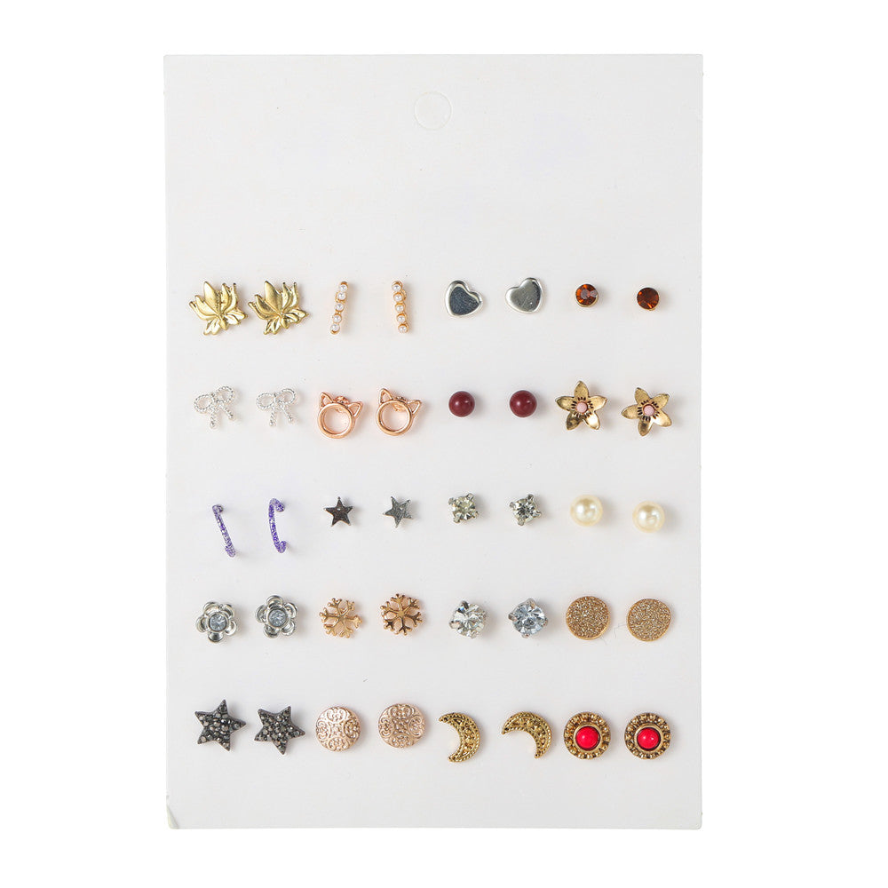 Minimalist Casual Geometric Alloy Plated Stud Earrings Set for Unisex