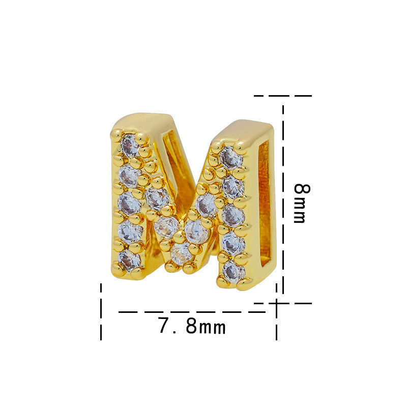 Collana con Ciondolo a Lettera Minimalista da Donna in Acciaio al Titanio con Placcatura in Oro 18K e Strass su Catena O-Ring