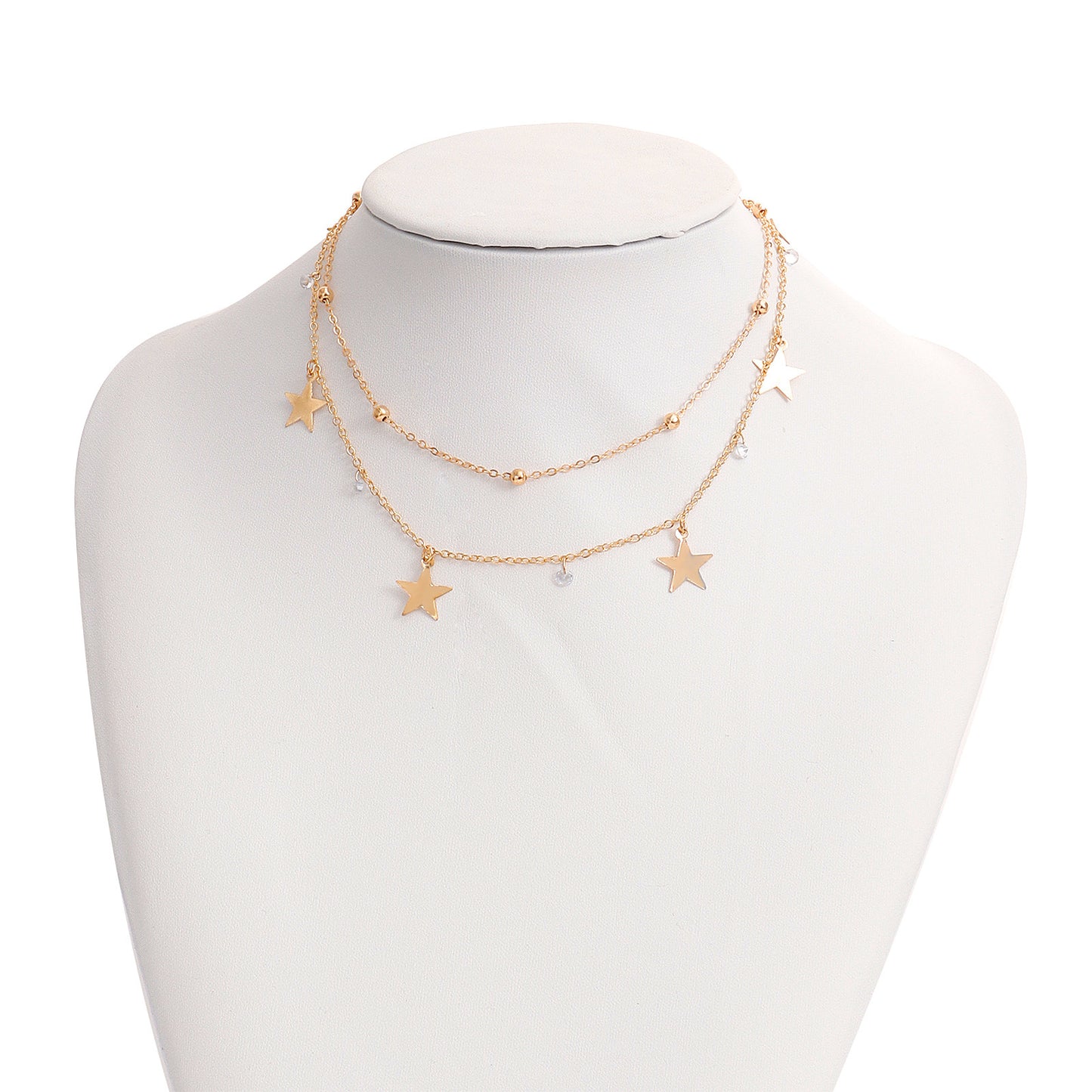 Old Money Style Geometric Star Pendant Necklace for Women with Alloy Body and Plated Finish, Delicate Clavicle Chain