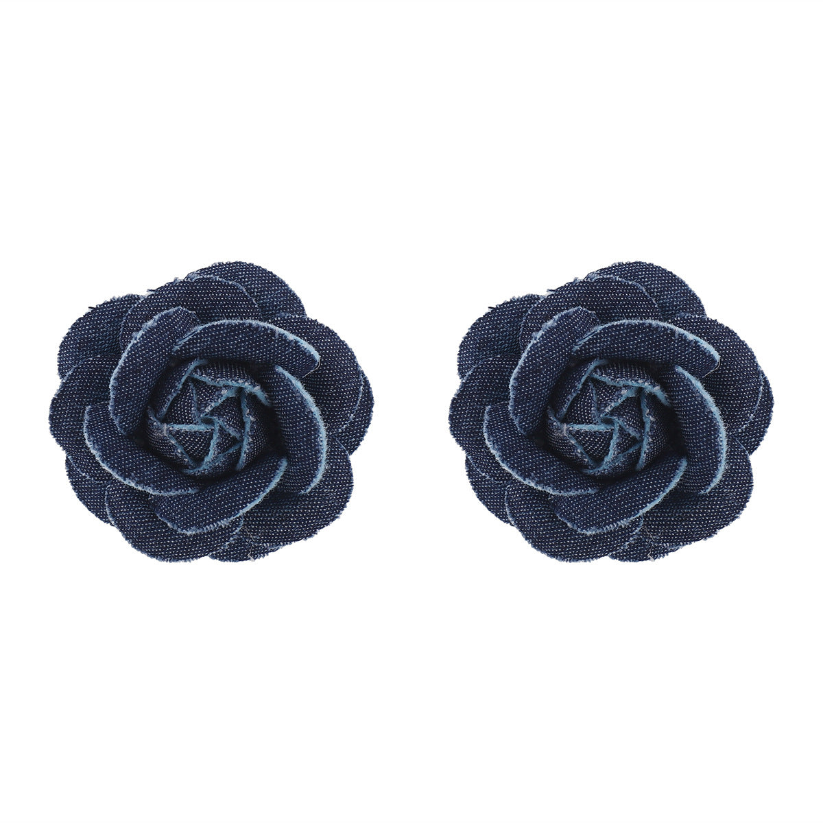 Fashionable Floral Leopard Print Rose Fabric Stud Earrings for Women with Alloy Base and Handcrafted Finish