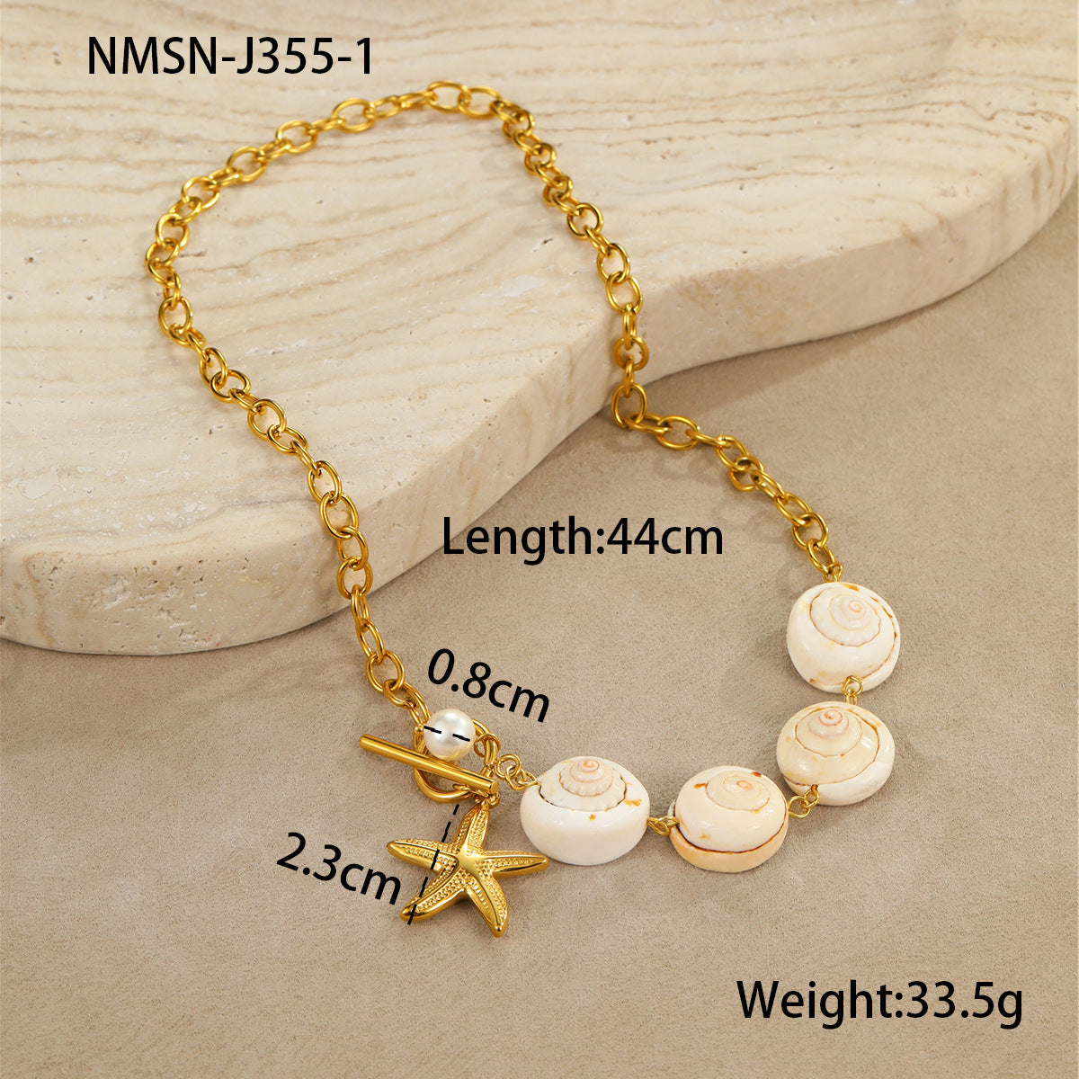 Fashionable Beach-Themed Necklace Set with Shell and Starfish Charms Stainless Steel Plated Summer Jewelry for Women