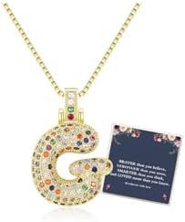 Sweet Hip-hop Letter Brass Cubic Zirconia Inlay Pendant Necklace Box Chain Unisex