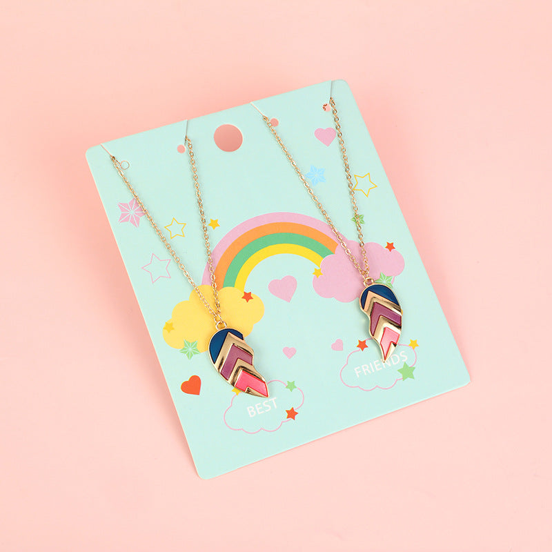 Collana in lega smaltata a forma di cuore minimalista con catena a croce per bambini e ragazzi