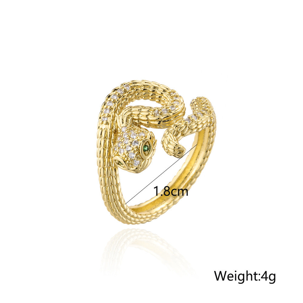 Bohemian Vintage Twisted Snake Ring in Copper with 18K Gold Plating Geometric Design