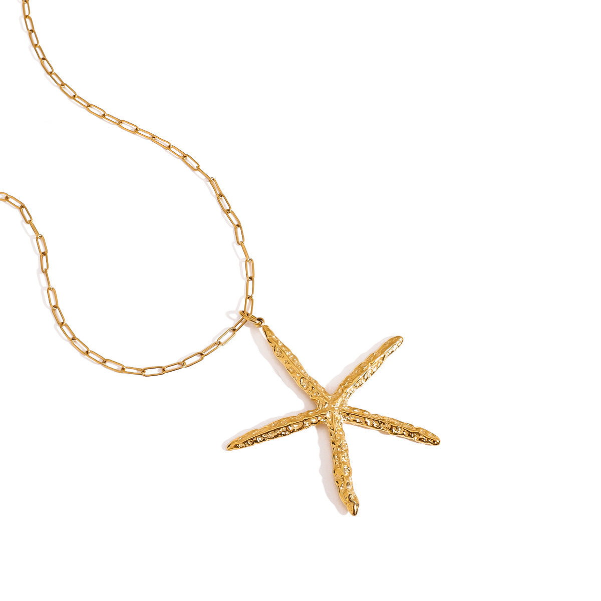 Minimalist Elegant 18K Gold Plated Starfish Stainless Steel Necklace for Women