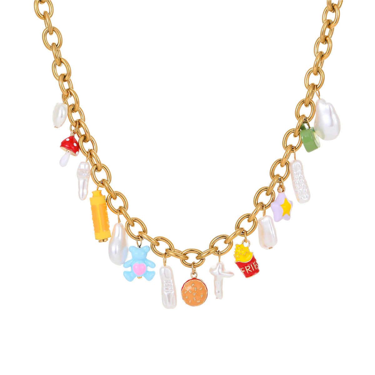 Elegante collar con colgante geométrico de acero inoxidable con acabado chapado para mujer