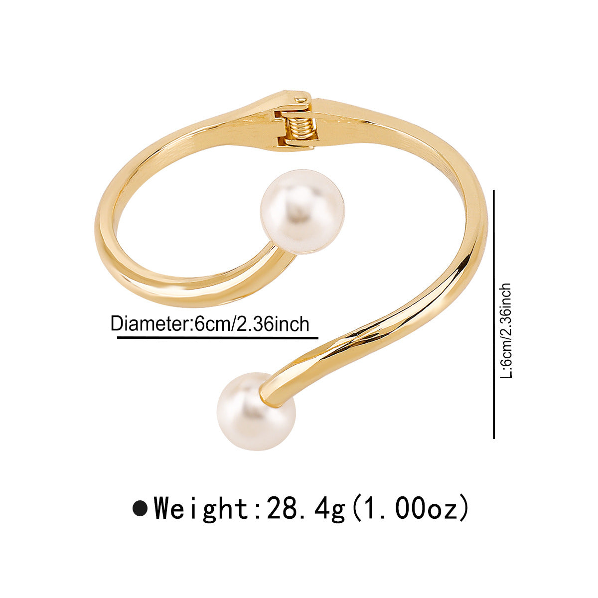 Pulsera de aleación con perlas y línea irregular de metal, con cierre de resorte para usar apilada