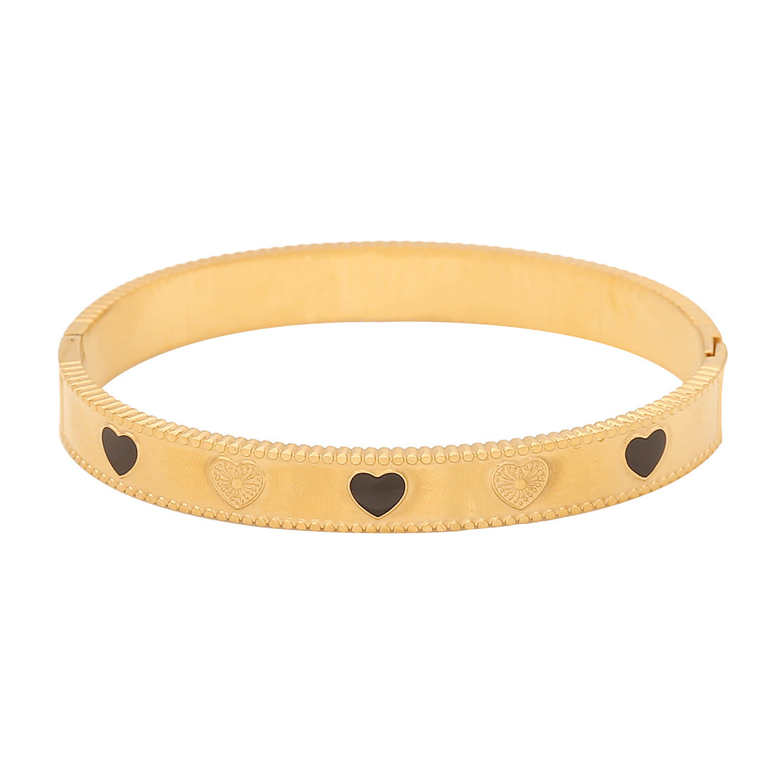 Braccialetto vintage da donna a forma di cuore in acciaio inossidabile con finitura placcata