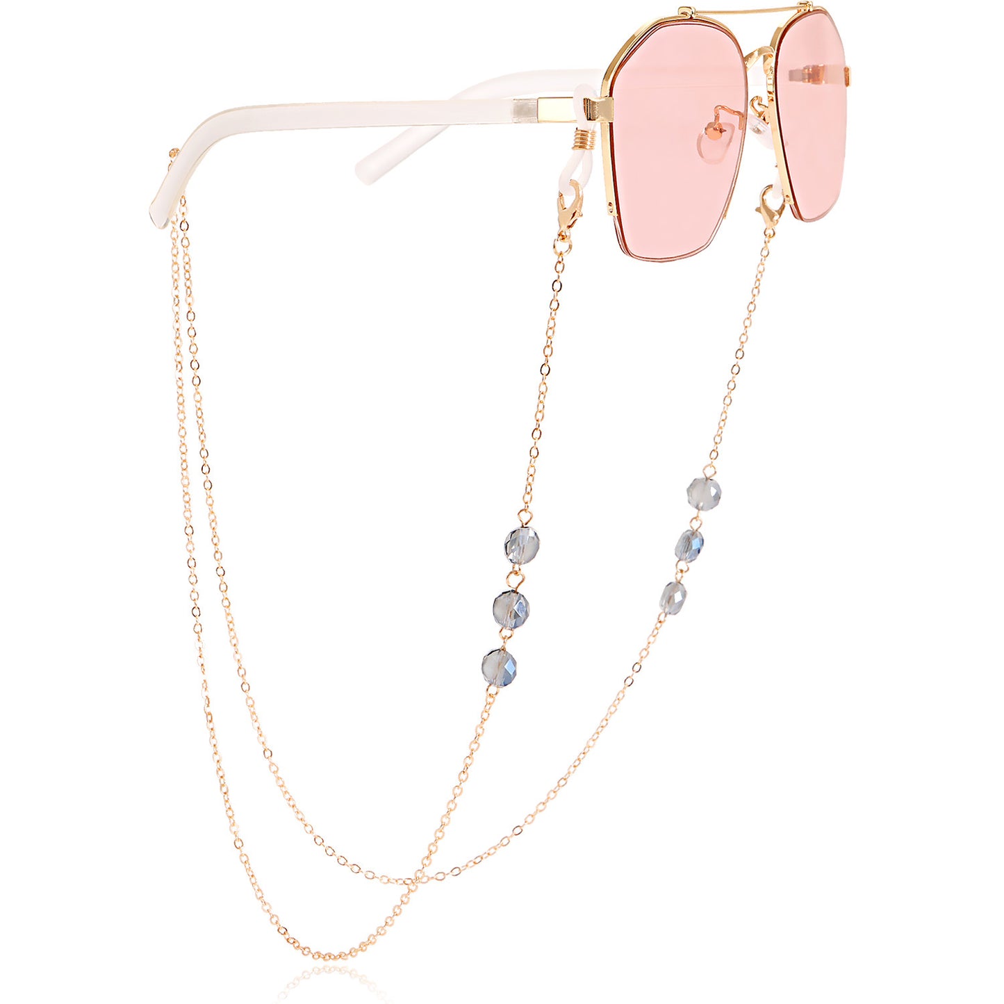 Crystal Inlay Alloy Mask Chain and Glasses Lanyard