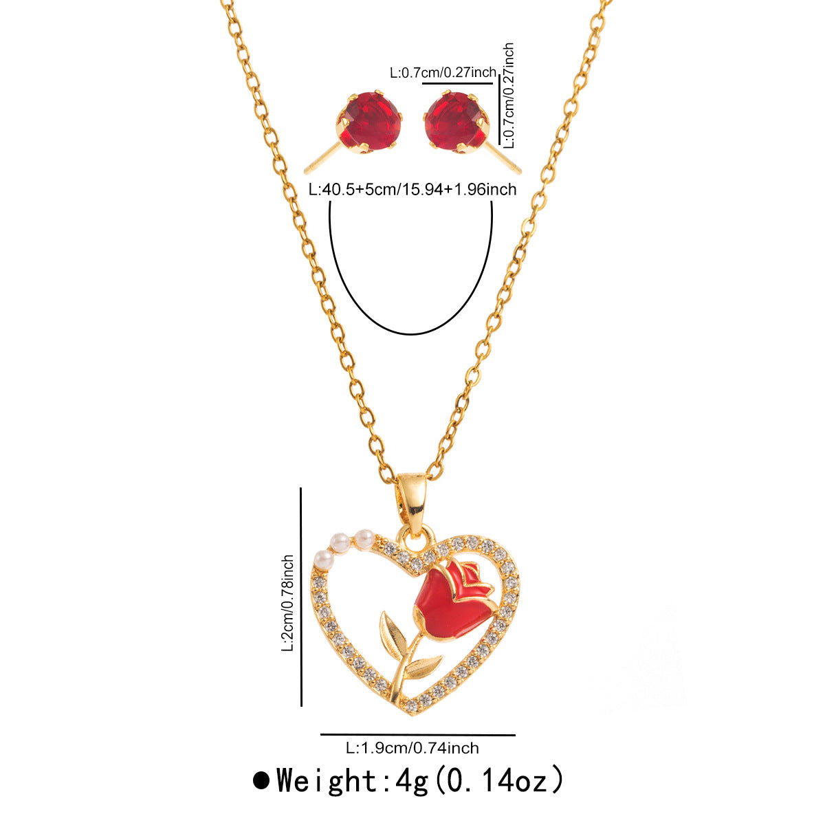 Collana con ciondolo a forma di cuore minimalista in rame e zirconi per donna