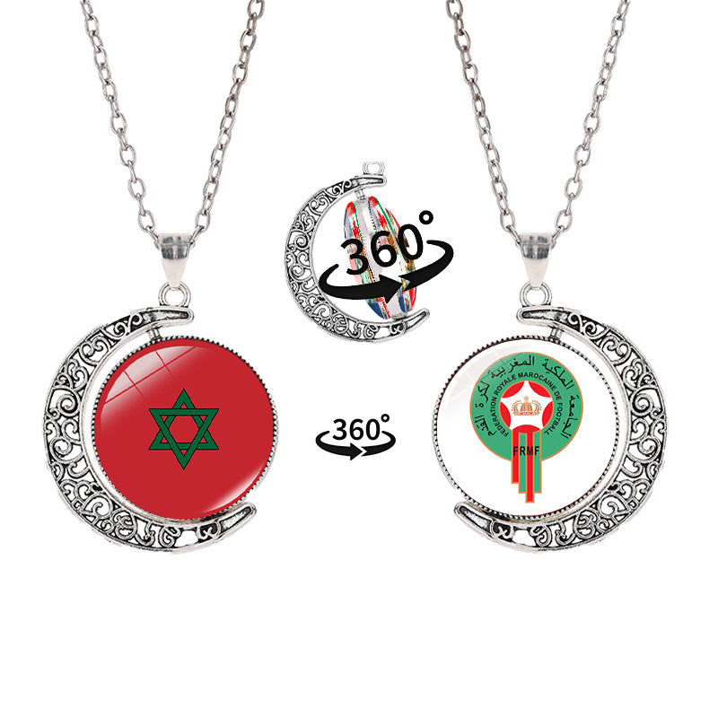 Collana a pendente a mezzaluna geometrica sportiva in lega con finitura galvanizzata per abbigliamento casual unisex
