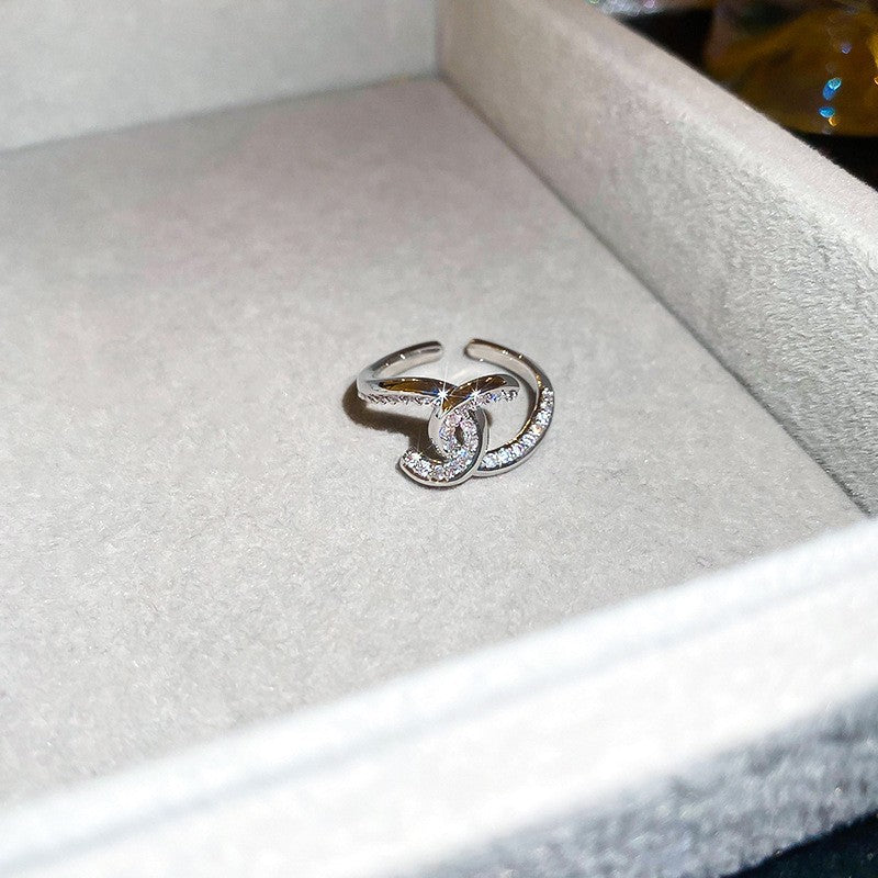Anello elegante e geometrico ispirato alle perle con intarsio in zircone da donna, anello minimalista alla moda da dito indice, gioielli di lusso per le mani
