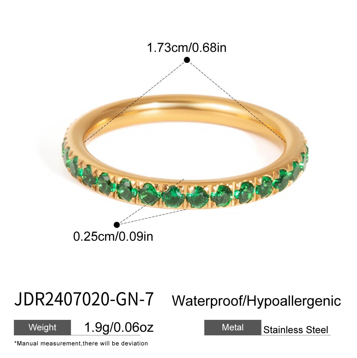 Geometric Round Stainless Steel PVD Ring with Cubic Zirconia for Women