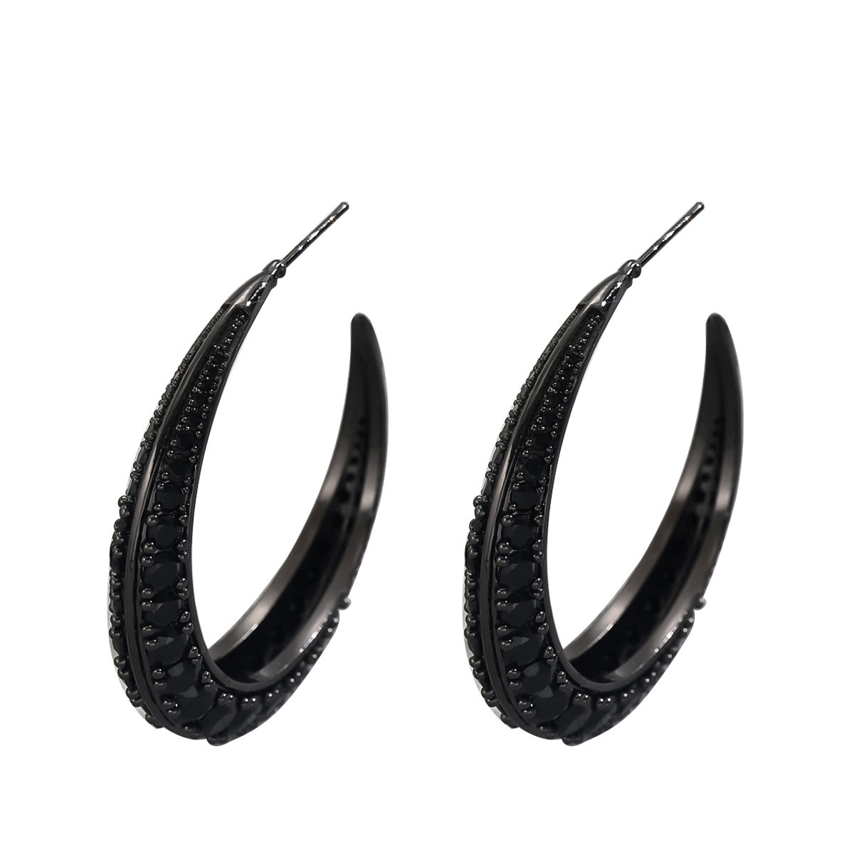 Pendientes de Cobre Geométricos Minimalistas en Forma de U con Incrustaciones de Pedrería para Mujer, Estilo Fresco y Dulce