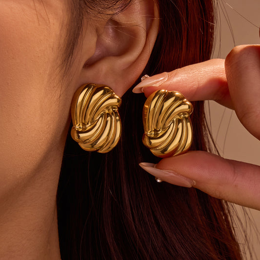 Minimalist Geometric Stainless Steel Earrings with Vacuum Plating for Women