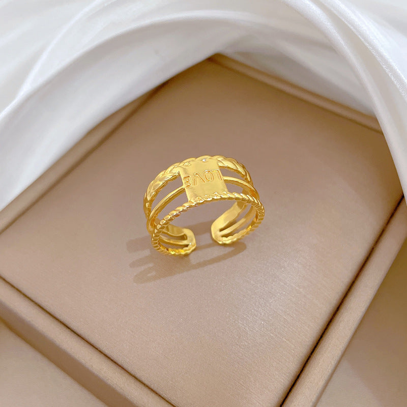 Minimalist Sweet Gold Plated Crown Shape Brass Ring for Women and Couples