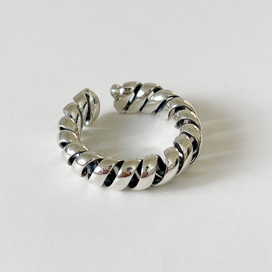 Anello da donna minimalista vintage attorcigliato geometrico tondo fatto a mano in argento sterling 925