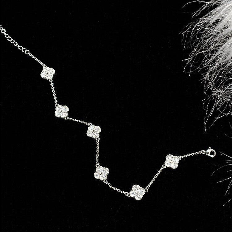 Luxury Elegant Geometric Floral Brass Bracelet with Cubic Zirconia Inlay for Women