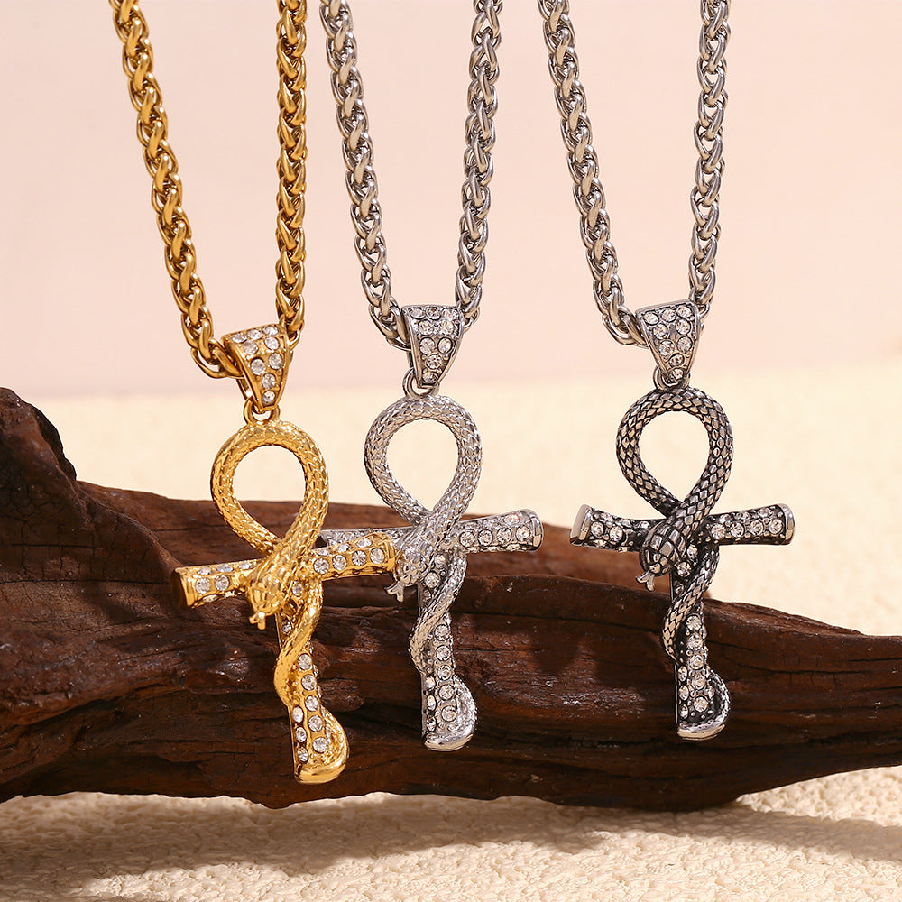 Collar con colgante de serpiente minimalista para hombre de acero inoxidable con chapado en oro de 18 quilates, diseño de animal, accesorio de moda