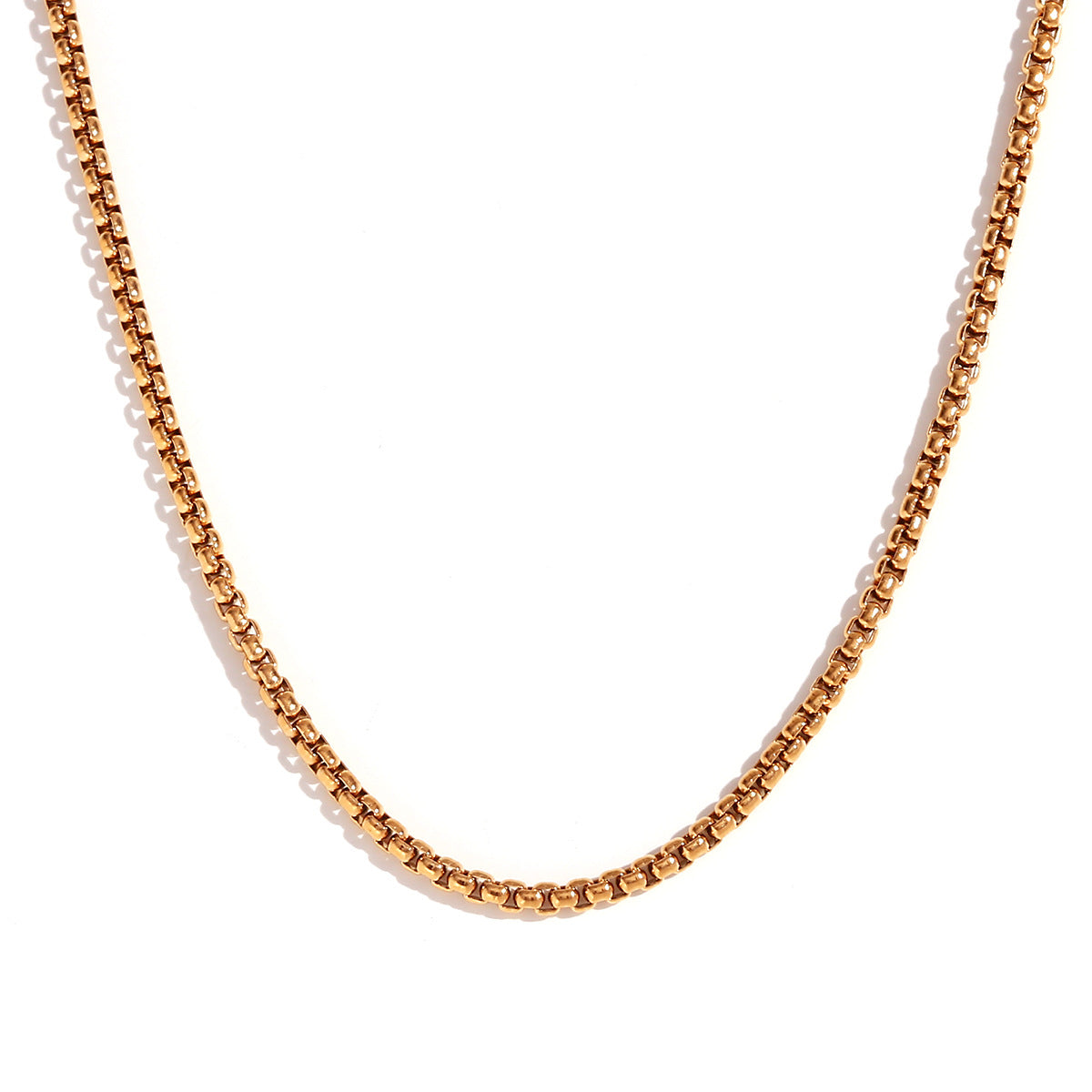 Minimalist Geometric Titanium Steel Plated 18K Gold Pearl Chain Necklace for Women