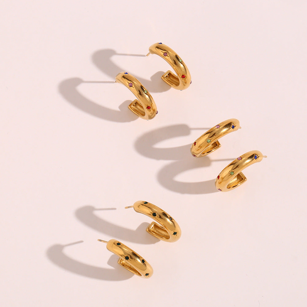Minimalist Geometric Stainless Steel Plated Star Earrings for Women with Zircon Accents