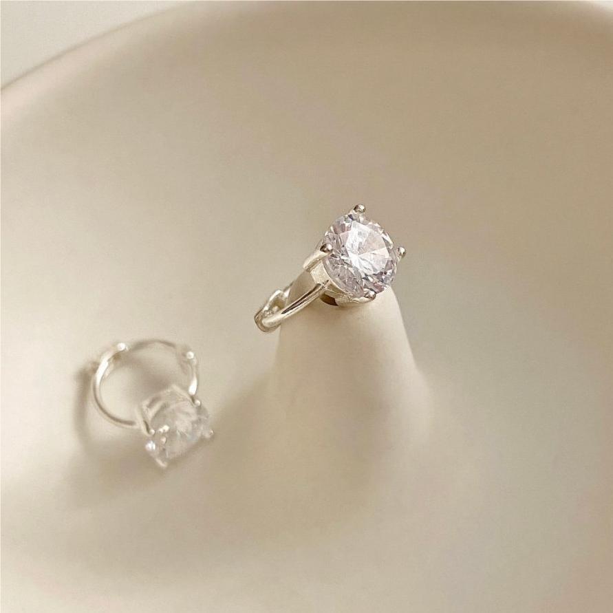 Minimalist Geometric Letter-Shaped 925 Sterling Silver Stud Earrings with Rhinestone Inlay and Gold Plating