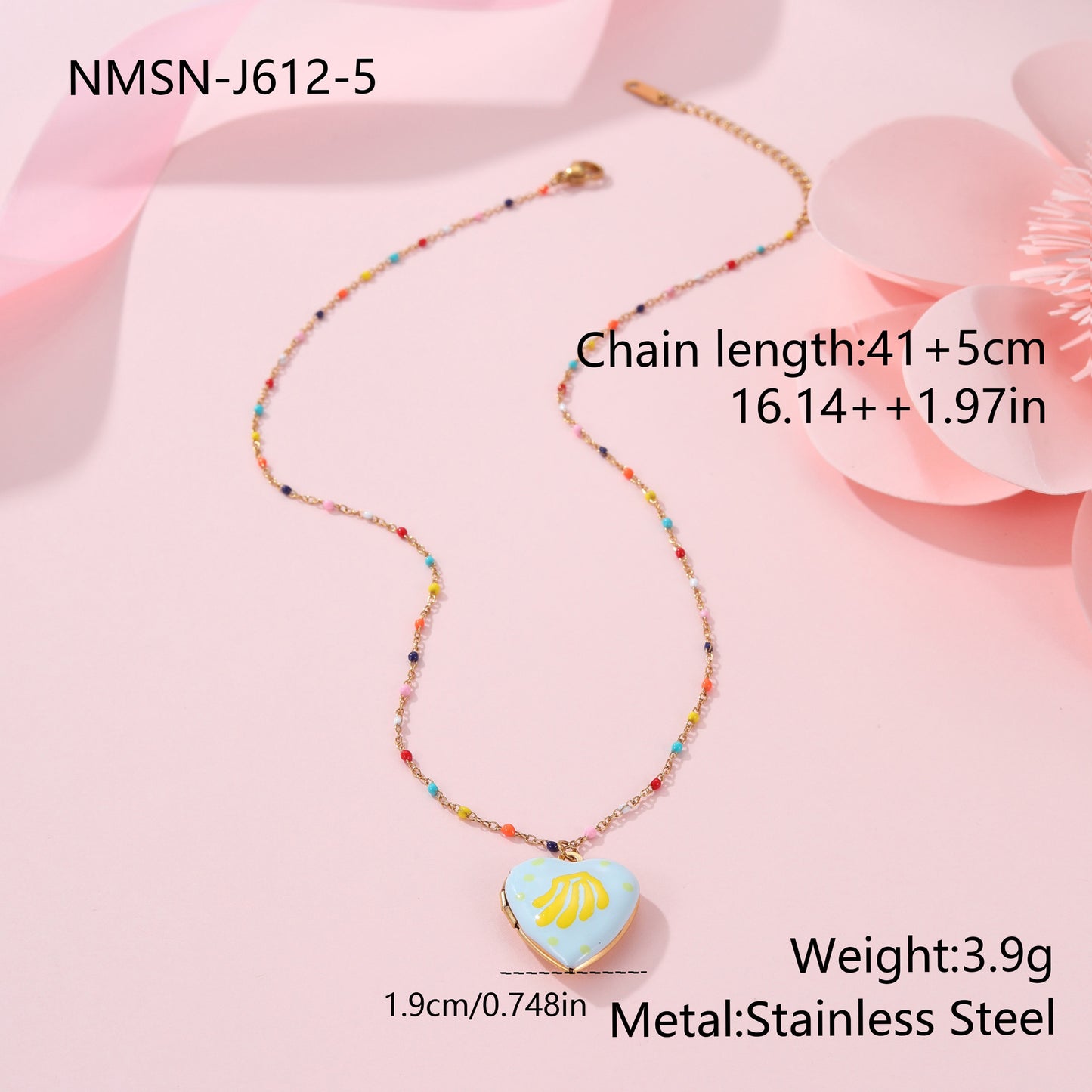 Cute Dopamine-Inspired Heart and Fruit Pendant Necklace in Stainless Steel with Gold Plating, Fashionable Minimalist Jewelry for Women