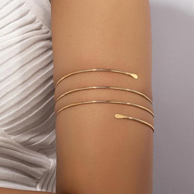 Punk Minimalist Moon Geometric Plated Alloy Arm Cuff for Women