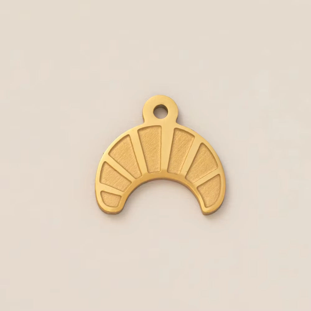 Vintage 18K Gold Plated Stainless Steel Geometric Floral Charm Bar
