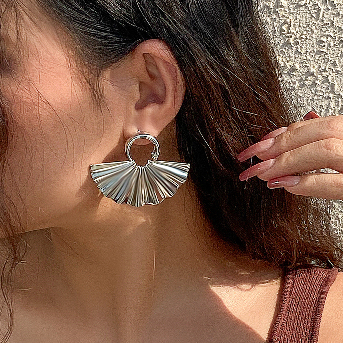 Punk Minimalist Gold Plated Alloy Leaf Earrings for Women