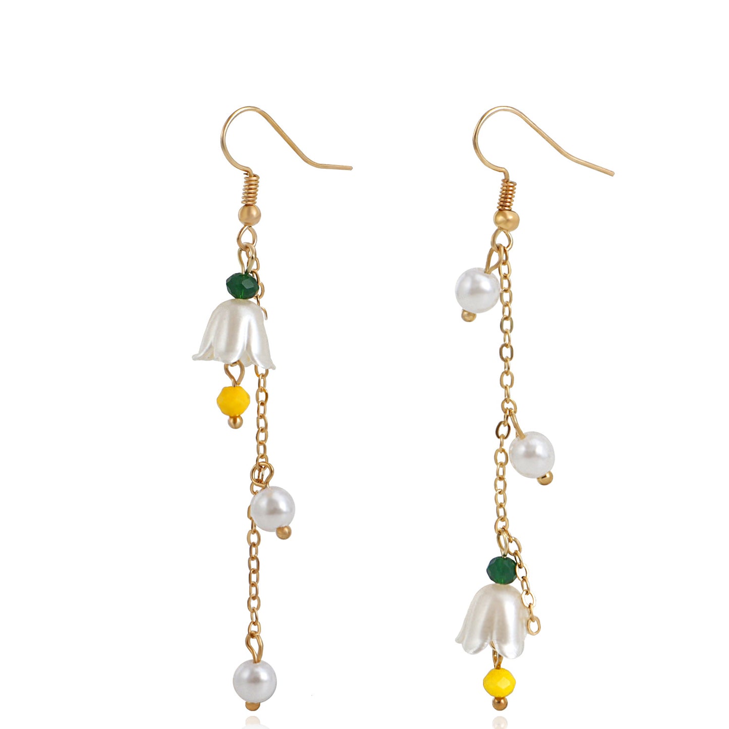 Minimalist Floral Bell-Shaped Alloy Earrings with Plated Finish for Women