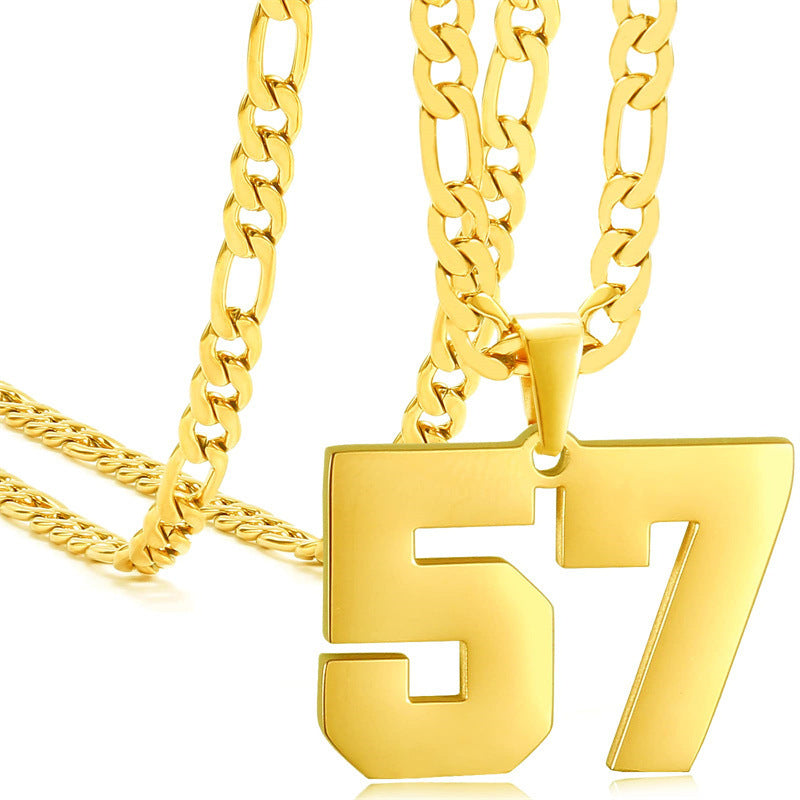 Minimalist Numeric Pendant Necklace for Men and Women Stainless Steel Chain with Polished Titanium Steel Charm